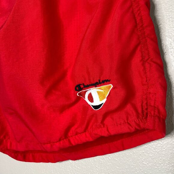 Champion VTG Red Swim Trunk Nylon Board Shorts Men's LG Bathing Suit Beach 90's - Picture 3 of 10